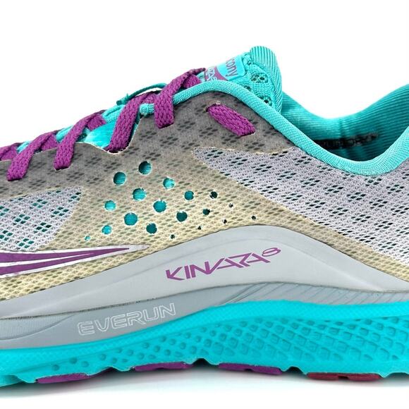 Saucony Kinvara 8 Everun Women Running Shoes Sz 8 Gray Teal Purple Mesh Sneakers - Picture 14 of 16